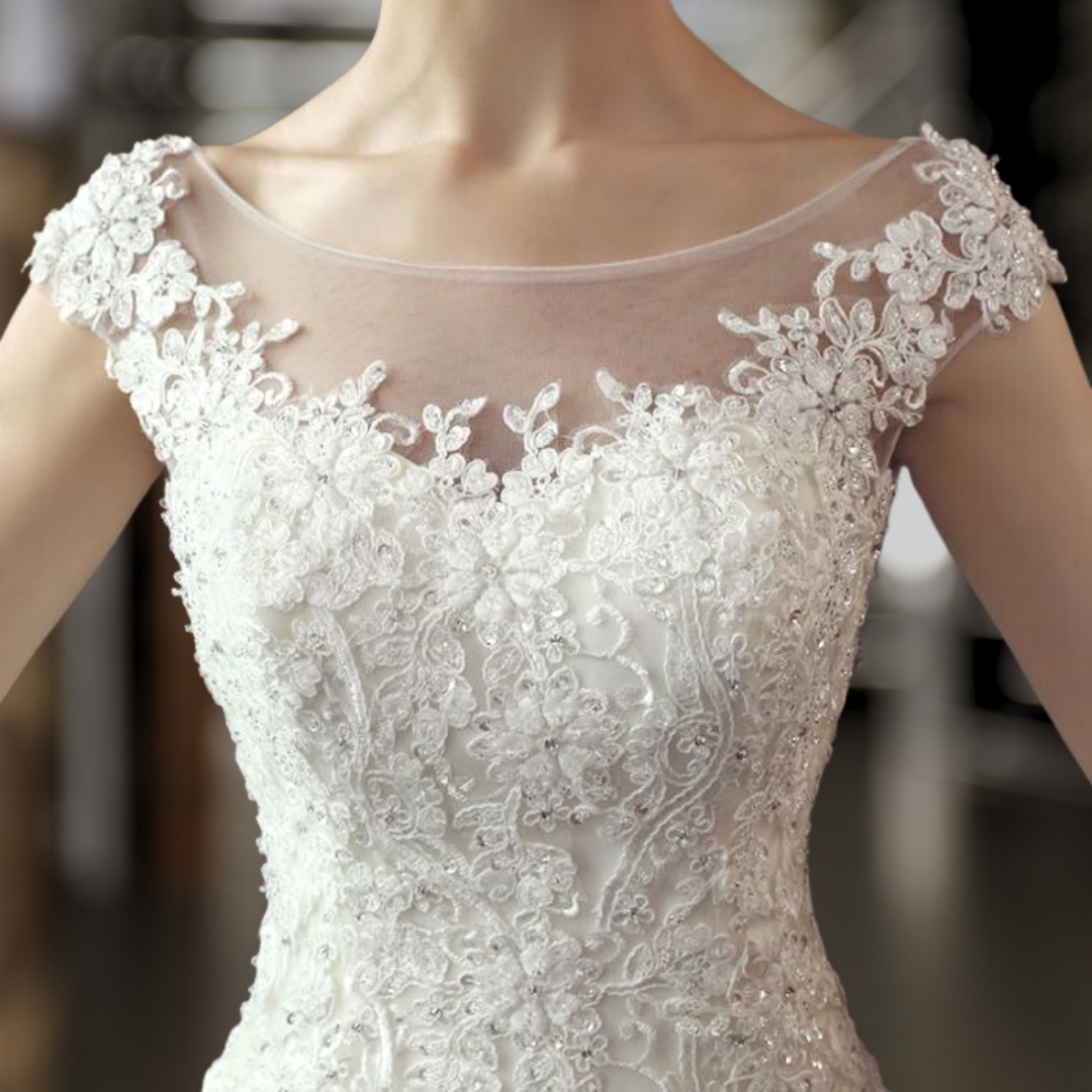 White Mermaid Wedding Train Gown for Christian and Catholic Wedding GL330XFM