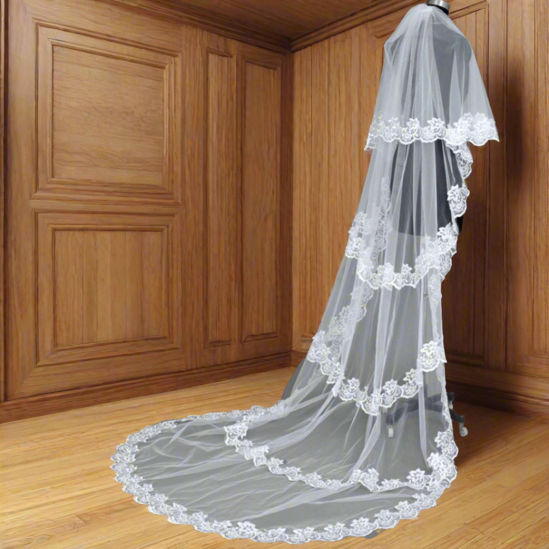 Bridal Veil for Wedding White Floral Narsimhapur