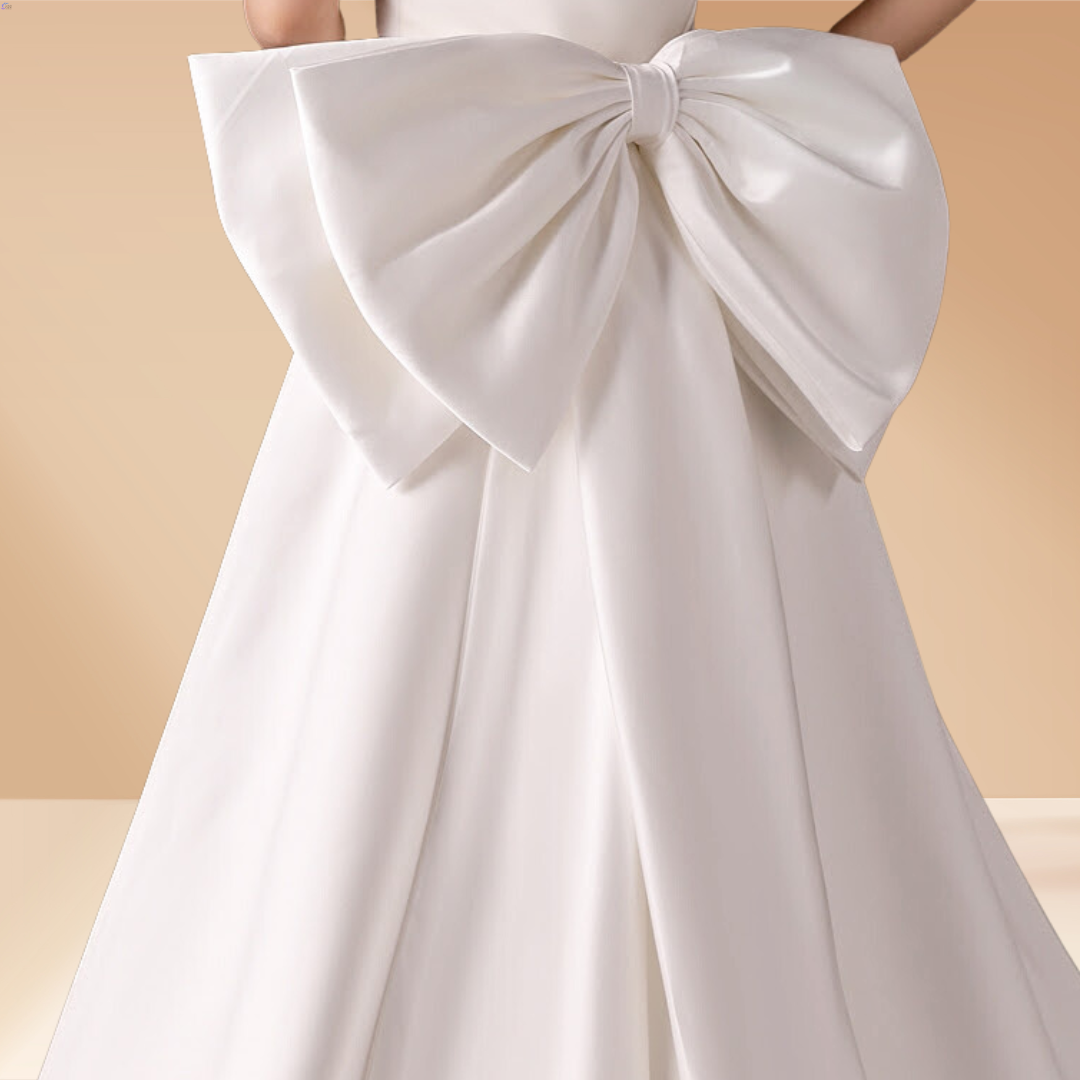 Sleeve detail close-up on Bridal Gown Satin — GownLink BOWKNOT