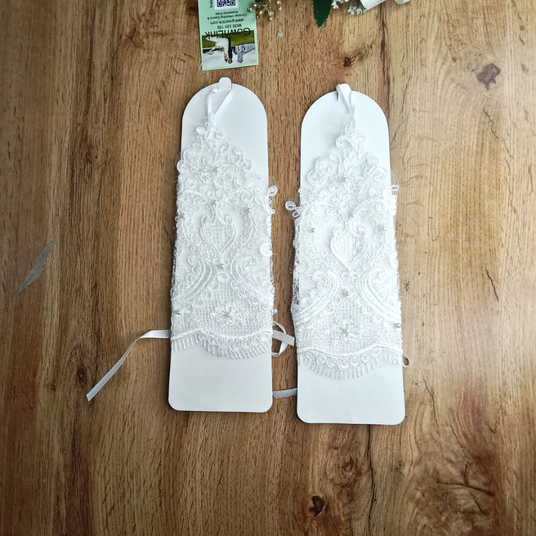 GownLink'Christian & Catholic Bridal Gloves with Pearls -G29