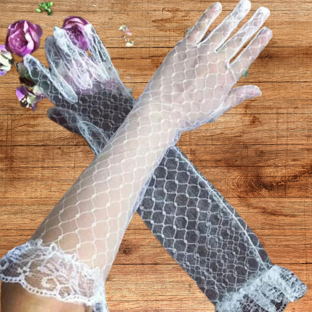 Silver best sale bridal gloves