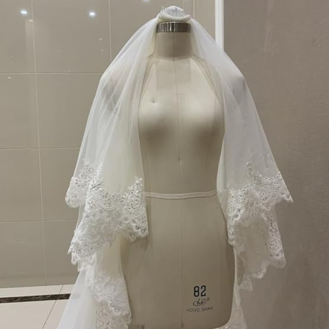 GownLink's Exquisite 3.5mtr Long Cascading Bridal Veil for Christian & Catholic Wedding GLVHL02
