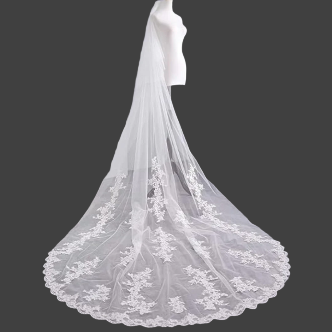 GownLink Bridal Long Veil with Face Layer & comb for Christian & Catholic Wedding GLHL53-2