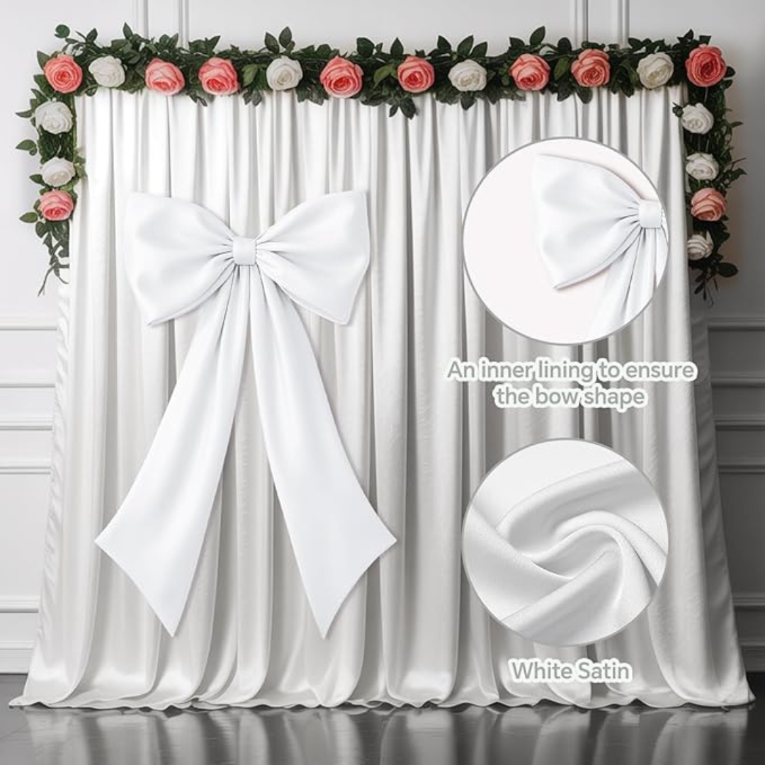 GownLink,s White Bow Decor 2 Pack,Large & Small White Coquette Room Backdrop Wall Decor for Bachelorette Baby Shower Bridal Shower Bow Birthday Decorations