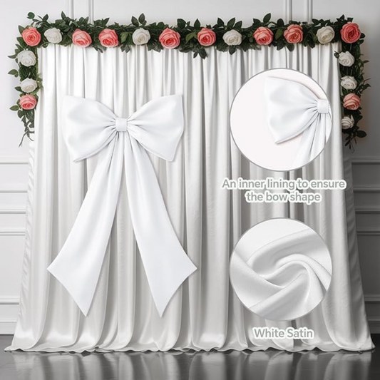 GownLink,s White Bow Decor 2 Pack,Large & Small White Coquette Room Backdrop Wall Decor for Bachelorette Baby Shower Bridal Shower Bow Birthday Decorations