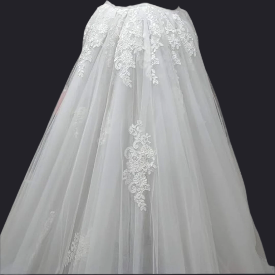 Gowlink,s Wedding Detachable Train Long Tutu Maxi Lace Opening Front Skirt