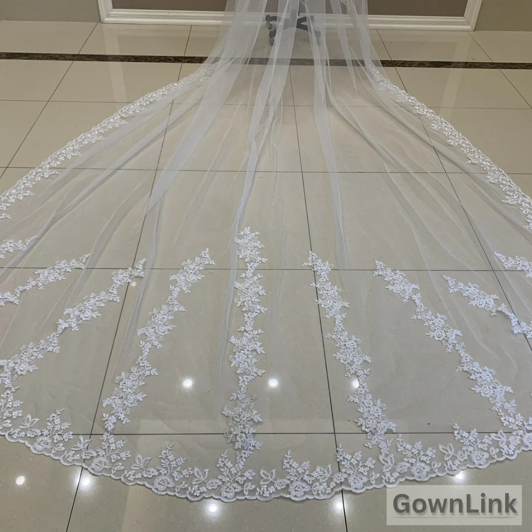 GownLink Bridal Long Veil Comb for Christian & Catholic Weddings GLVL-25
