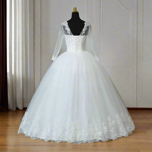 GownLink Elegant White Wedding Ball Gown for Christian Brides Princess Bridal Dress GLHSD189CB