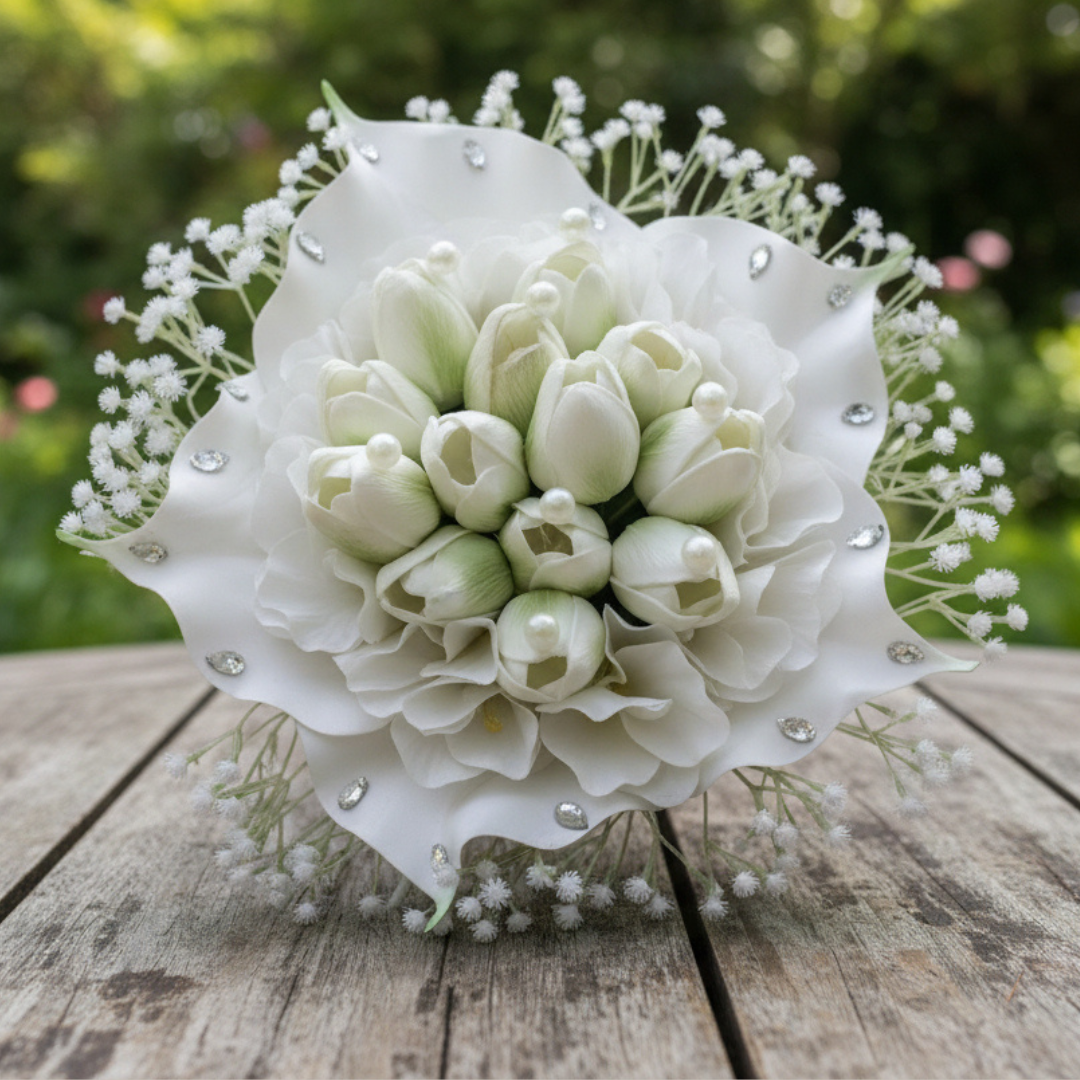 Front view of Bridal Bouquet held by bride — GownLink B-69