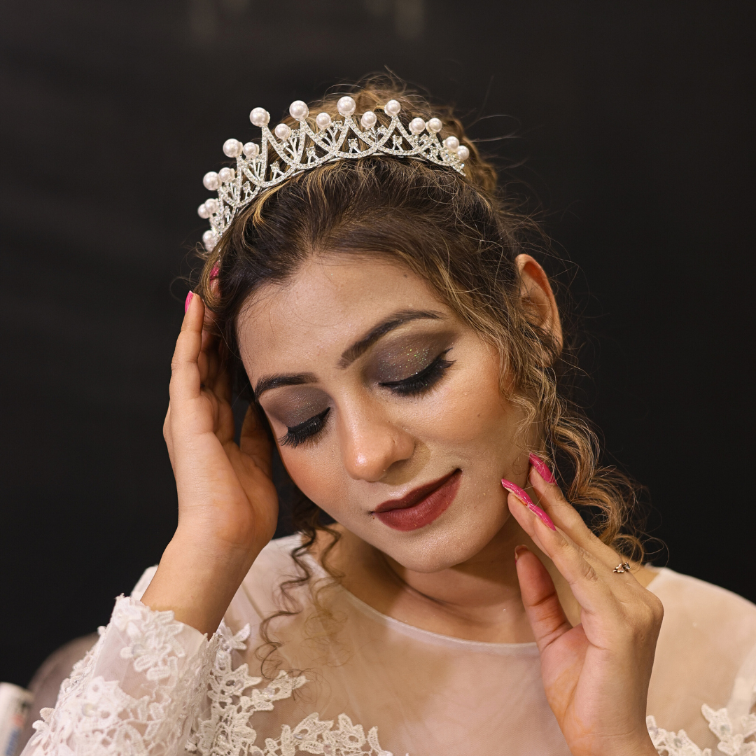 Wedding Silver Pearl Crown for Hair Accessories c-31