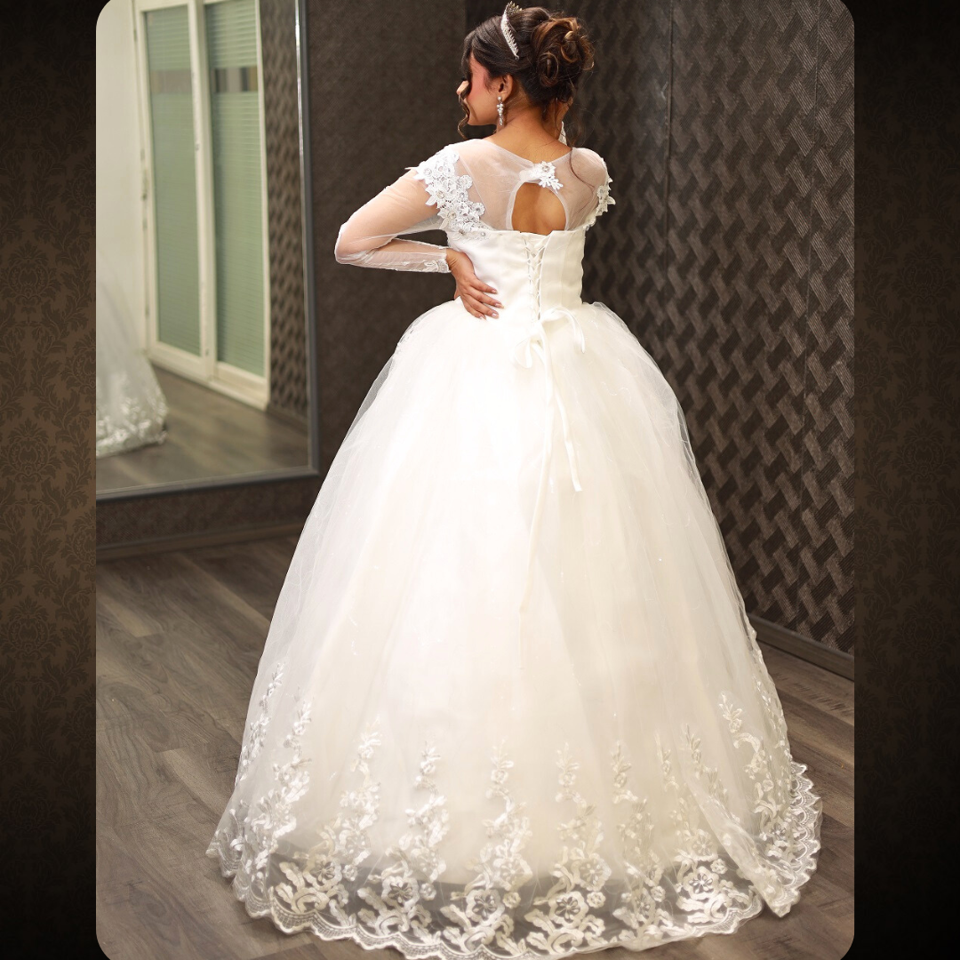 GownLink White Wedding Ball Gown with Rhinestone GLHMD16050083B