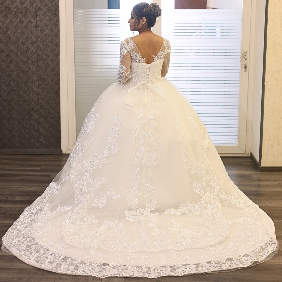 White Wedding Train Gowns for the High-End Christian Bride GLGT179
