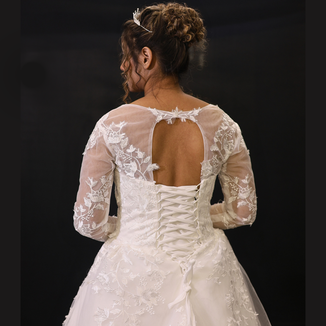 GownLink White Wedding A Line Trail Gown GLGA800T