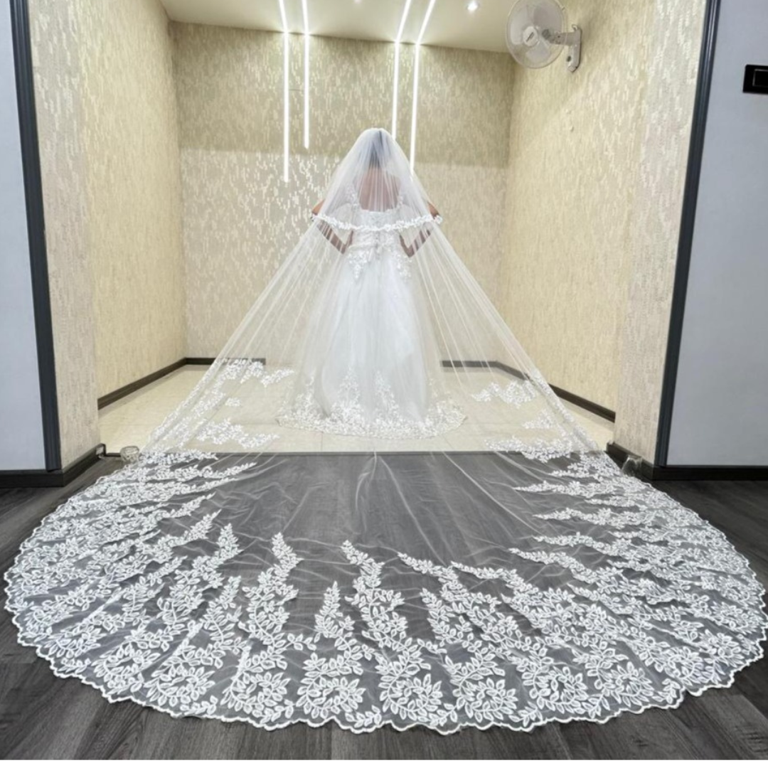GownLink sparkle Bridal 3.5m Veil with Front-Face Layer and Comb for Christian & Catholic Weddings GLVD30S