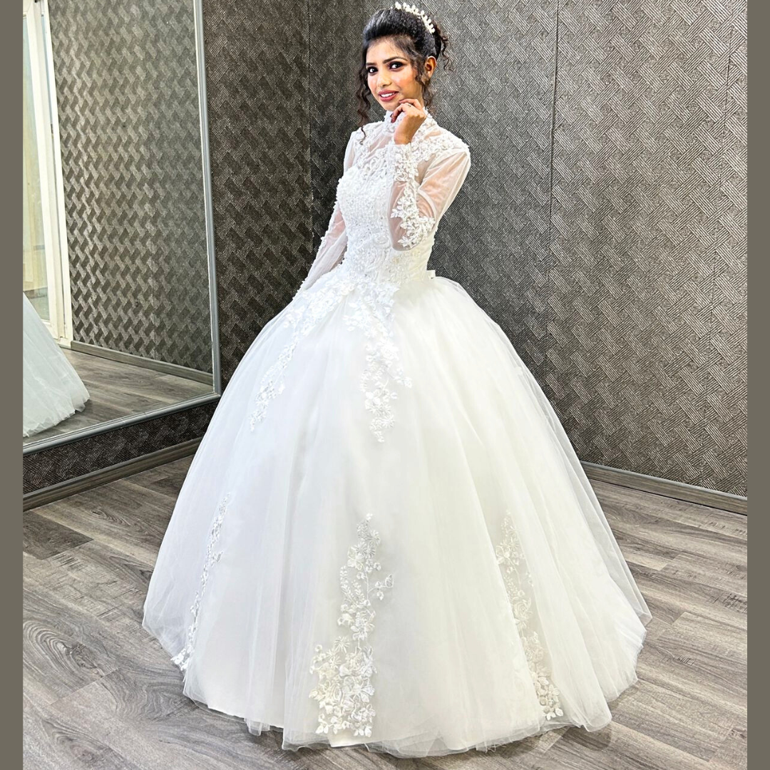 GownLink White Christian Wedding Princess Gown GLHL2311