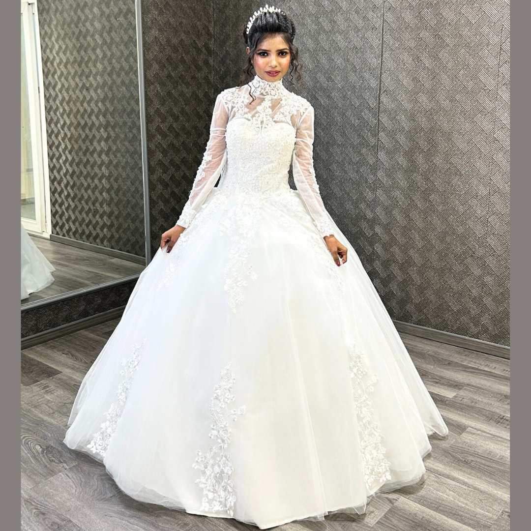 GownLink White Christian Wedding Princess Gown GLHL2311