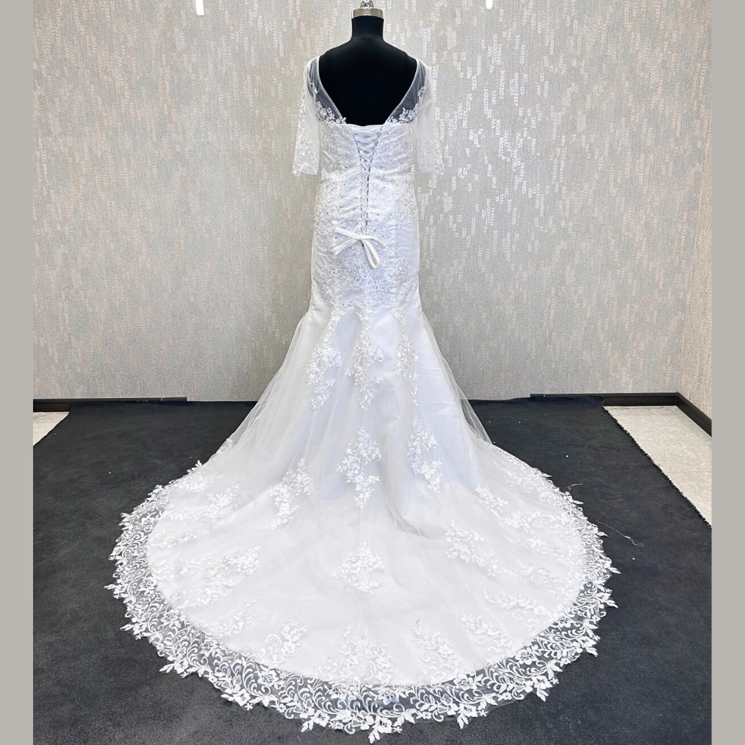GownLink Bridal Mermaid Gown White Color with Sleeves 330XFM