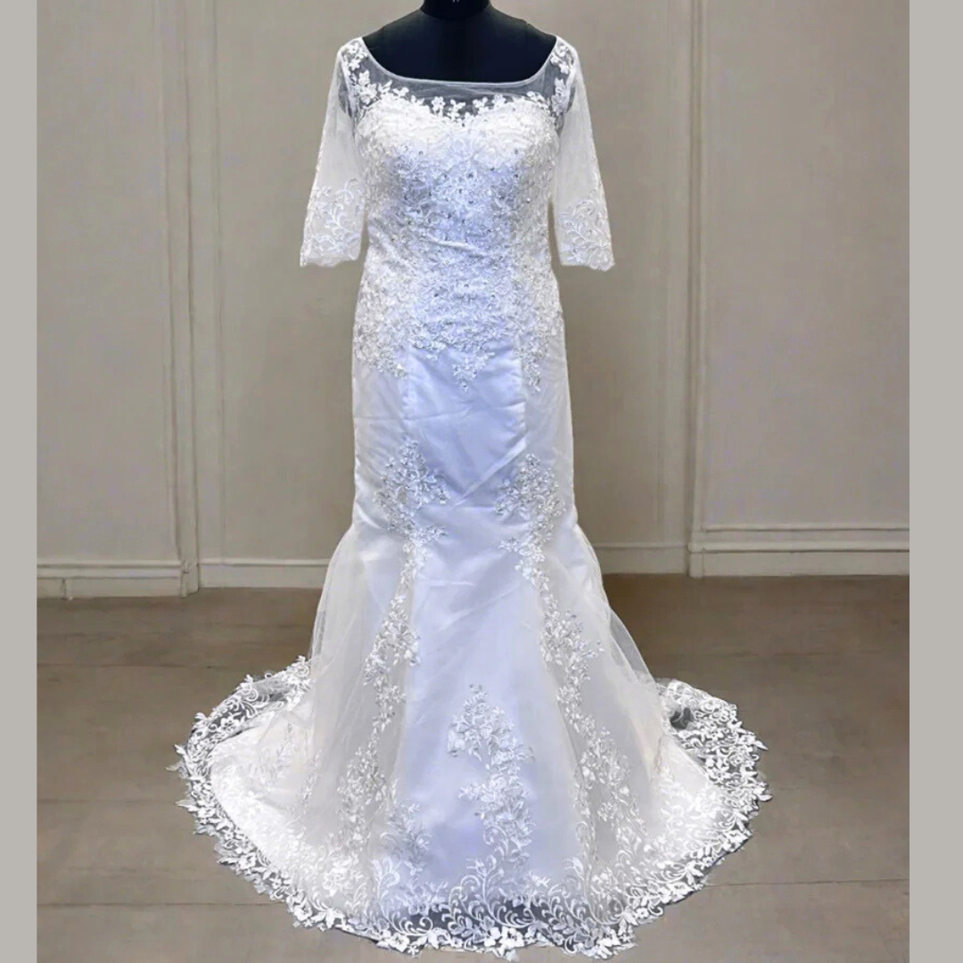 GownLink Bridal Mermaid Gown White Color with Sleeves 330XFM