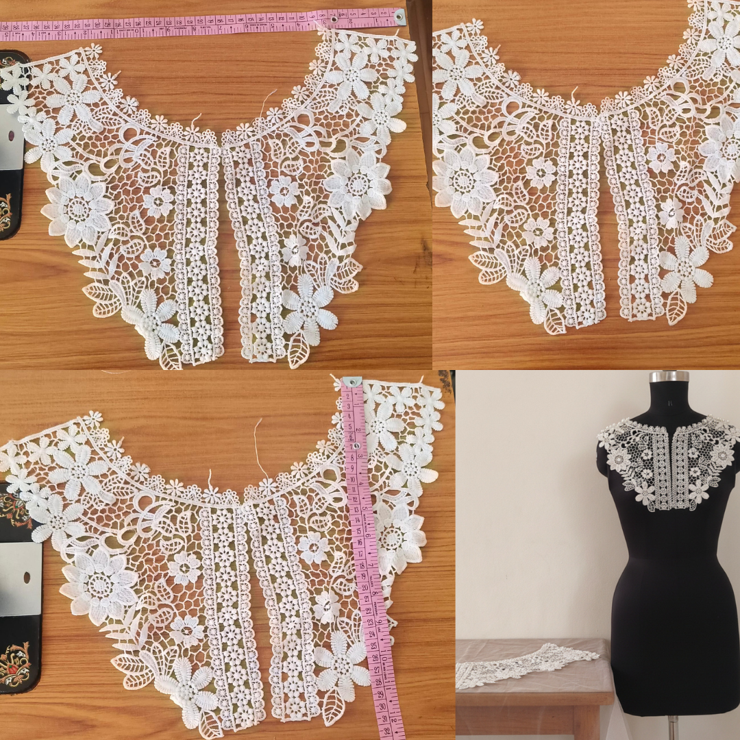 GownLink-small flower round neck Patch Neckline Top for wedding dress