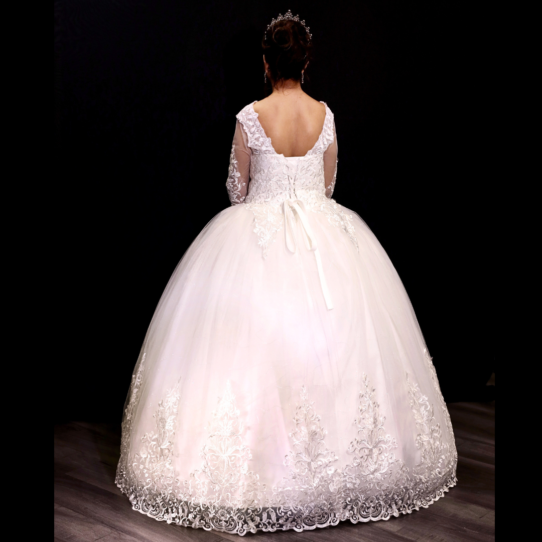 GownLink's Adorable White Wedding Princess Gown GLVLQD09B