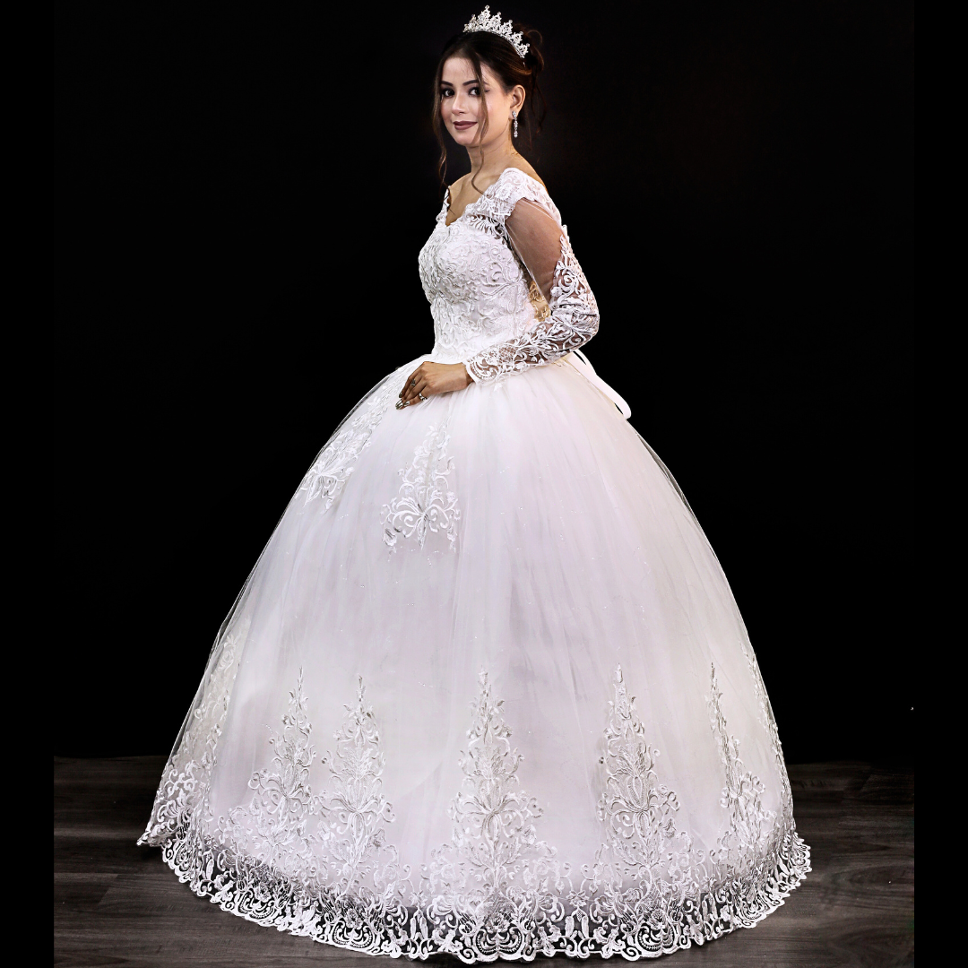 GownLink's Adorable White Wedding Princess Gown GLVLQD09B