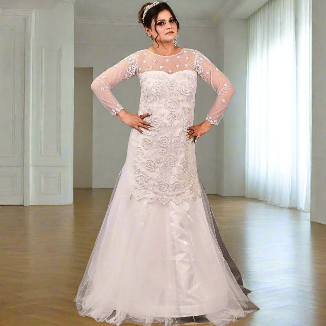 GownLink Christian and Catholic Weddings A Line Gown with Sleeves GLHMA-Line