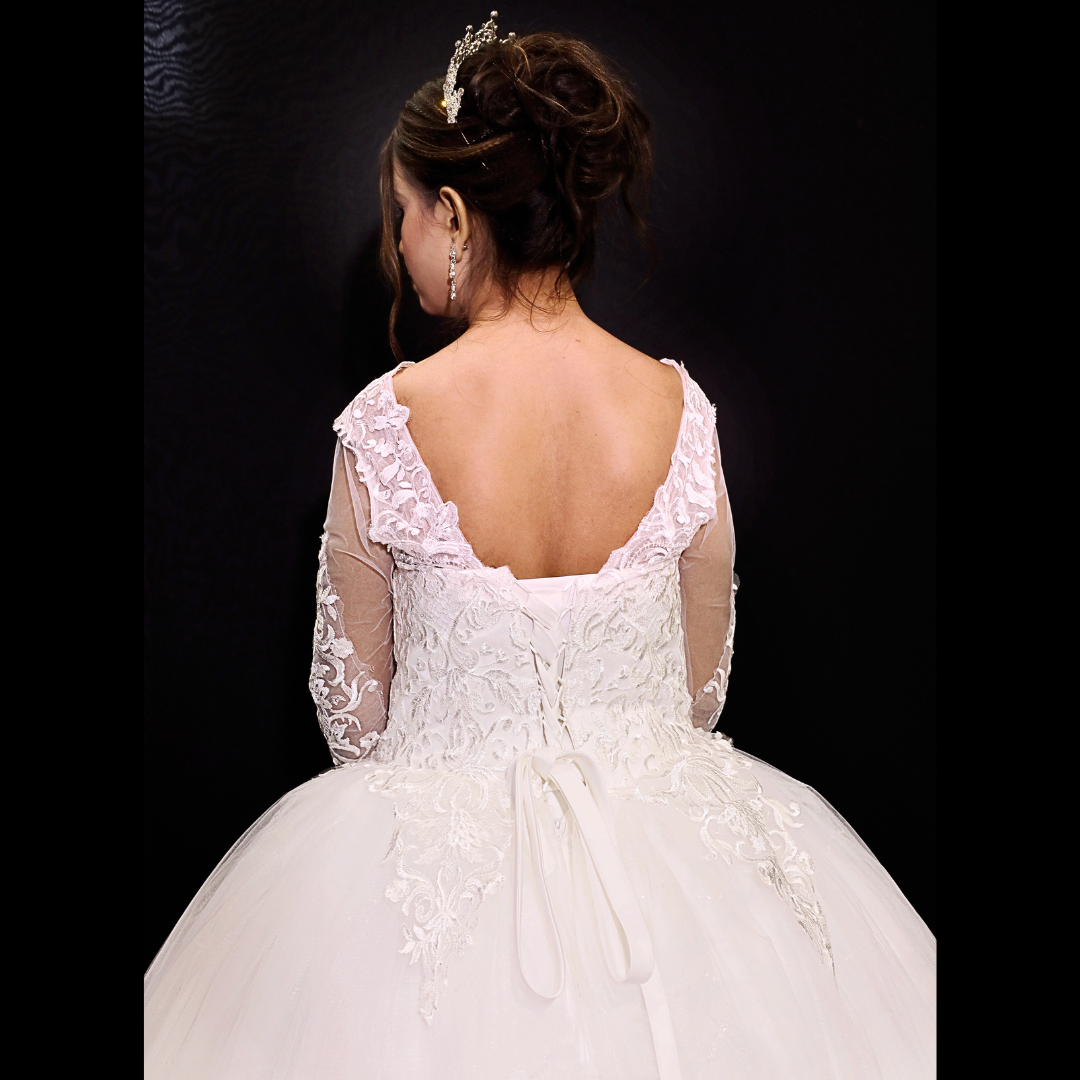 GownLink's Adorable White Wedding Princess Gown GLVLQD09B