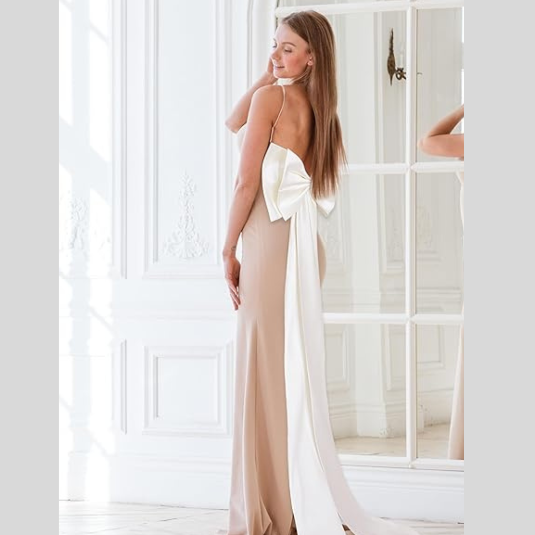Gowlink,s Chuarry Extra Long 67" Satin Big Bow Detachable Train Removable Sweep Train Waist Sash Belt for Bride Formal Wedding Dress