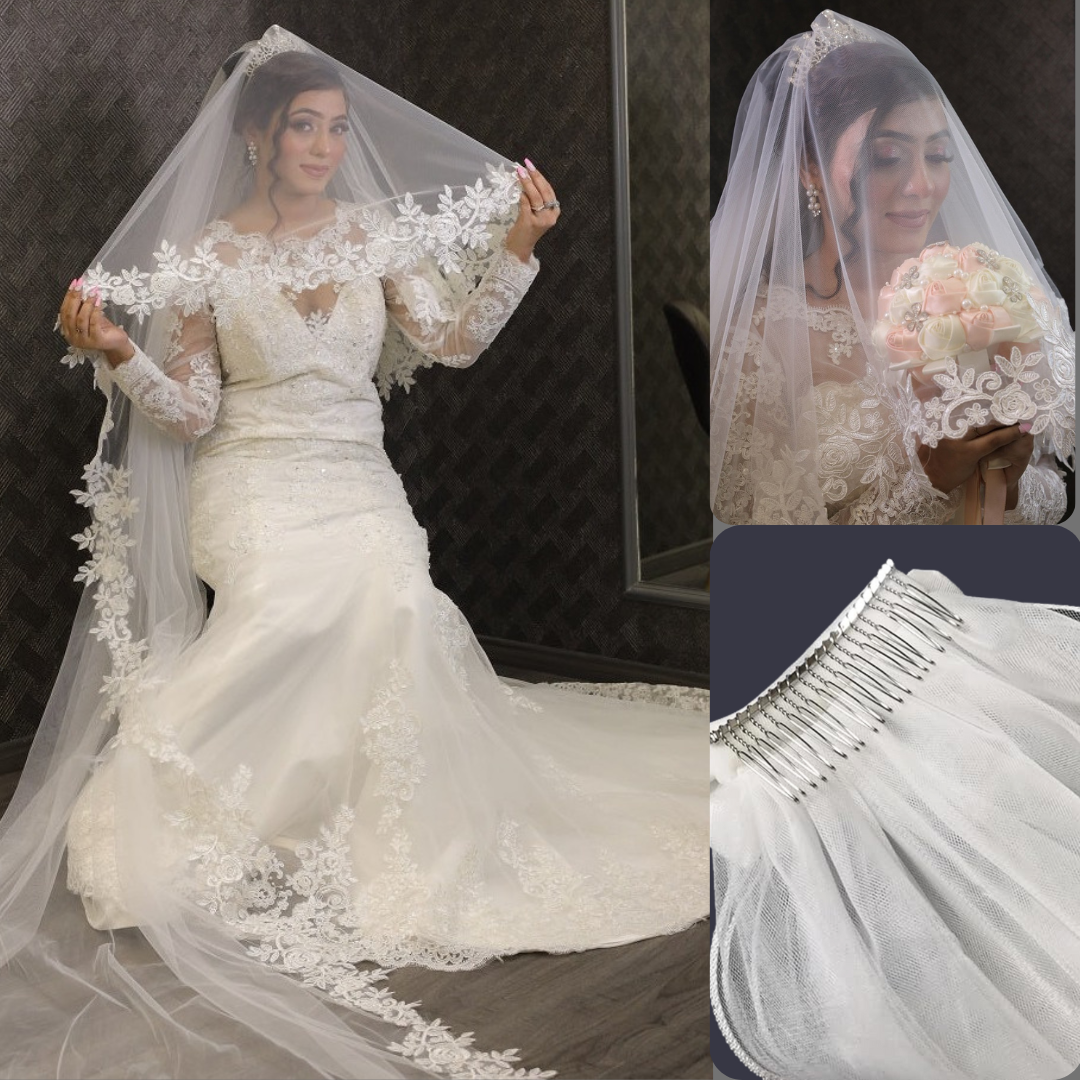 GownLink Cathedral Bridal Long Veil for Christian and Catholic Weddings GLV13