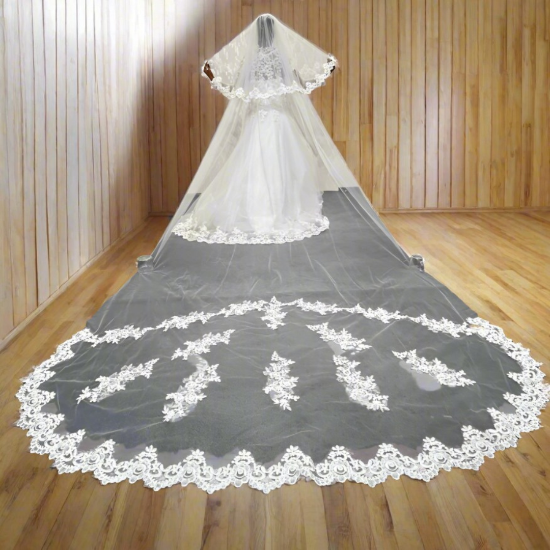 Gownlink Long Shimmer Bridal Veil Cathedral Christian & Catholic Wedding GLVHM-9