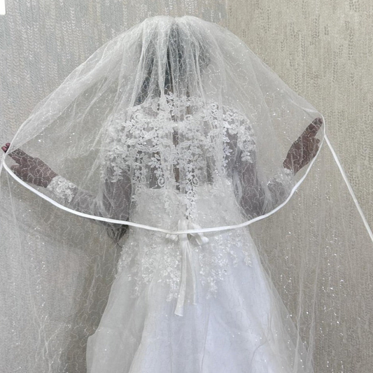 Gownlink Long Shimmer Bridal Veil Cathedral Christian & Catholic Wedding Satin Edges