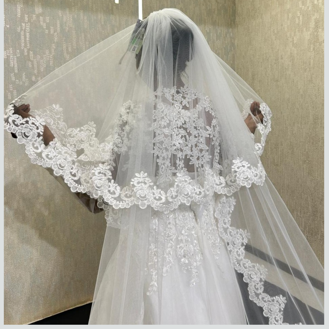 Gownlink Long Shimmer Bridal Veil Cathedral Christian & Catholic Wedding GLVHM-9