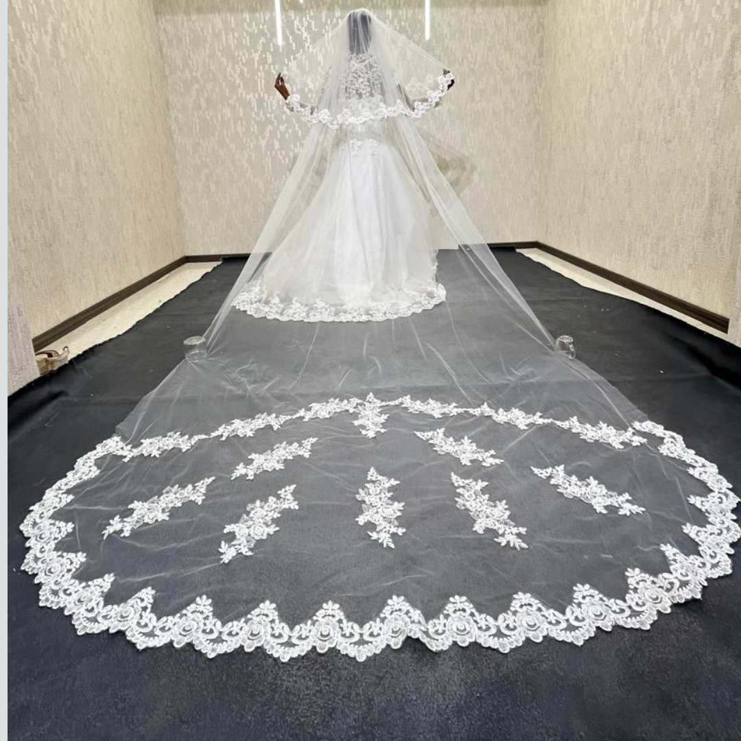 Gownlink Long Shimmer Bridal Veil Cathedral Christian & Catholic Wedding GLVHM-9