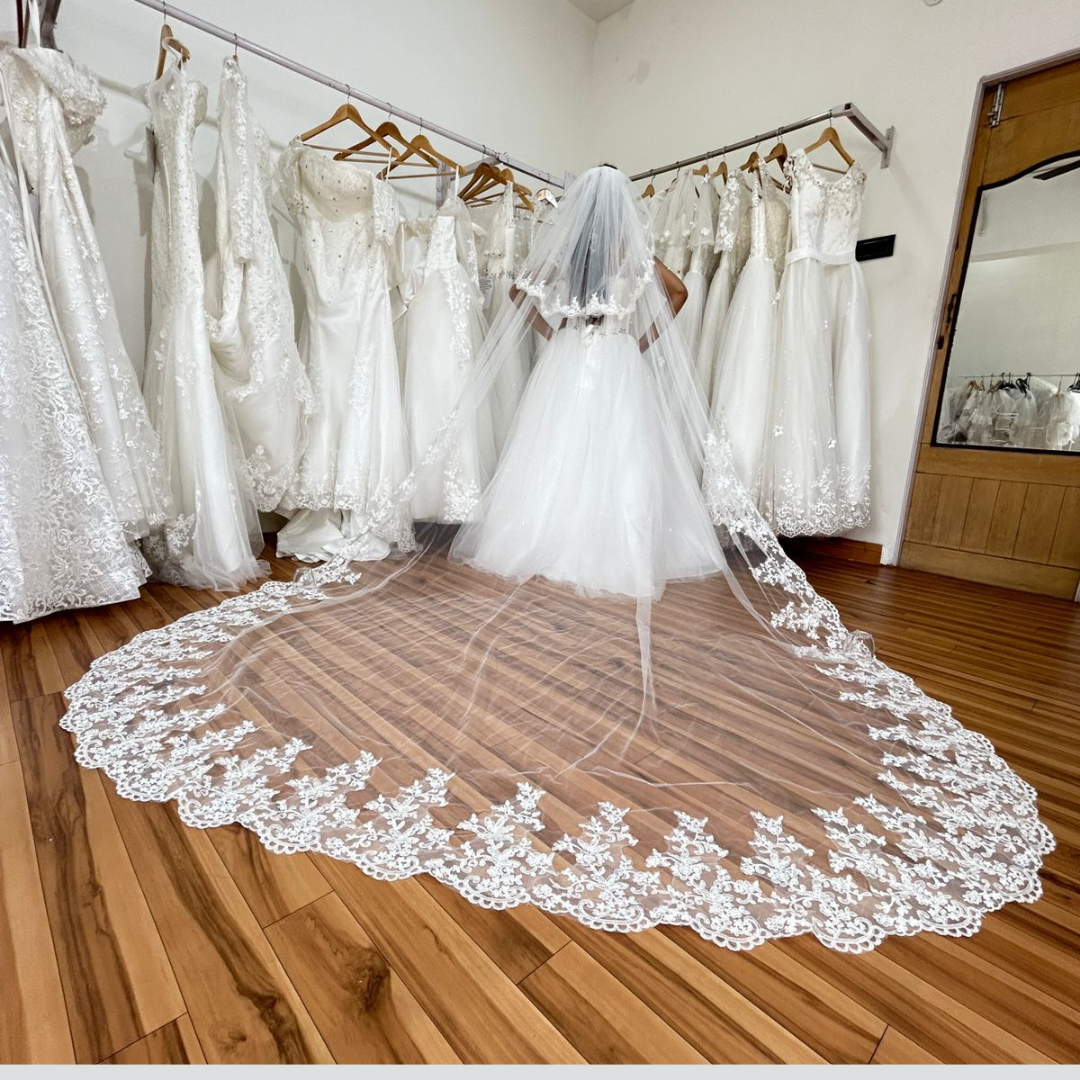 GownLink's Long Bridal Veil Cathedral Christian & Catholic Wedding GLHS14 ( 3.5 Meter Length 60 inches width)
