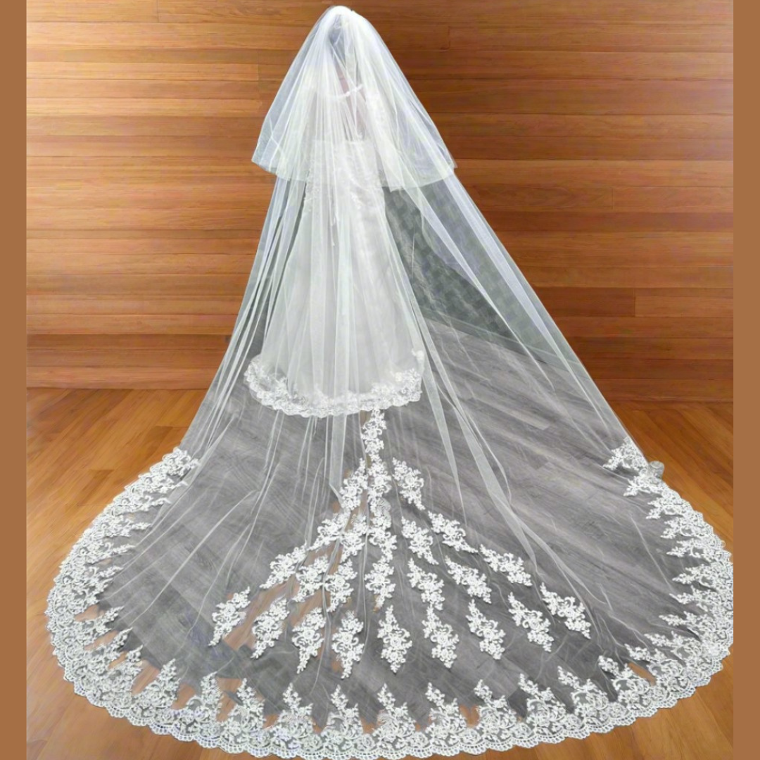 GownLink's Exquisite 3.5m Long 80 Inch Width Bridal Veil for Christian & Catholic Wedding GLAVL008