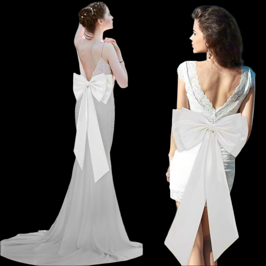 Gowlink,s Bencailor Big Satin Bow Large Detachable Bow Train for Dress 17.72" Wide Waist Sash Belt Bride Formal Wedding Dres