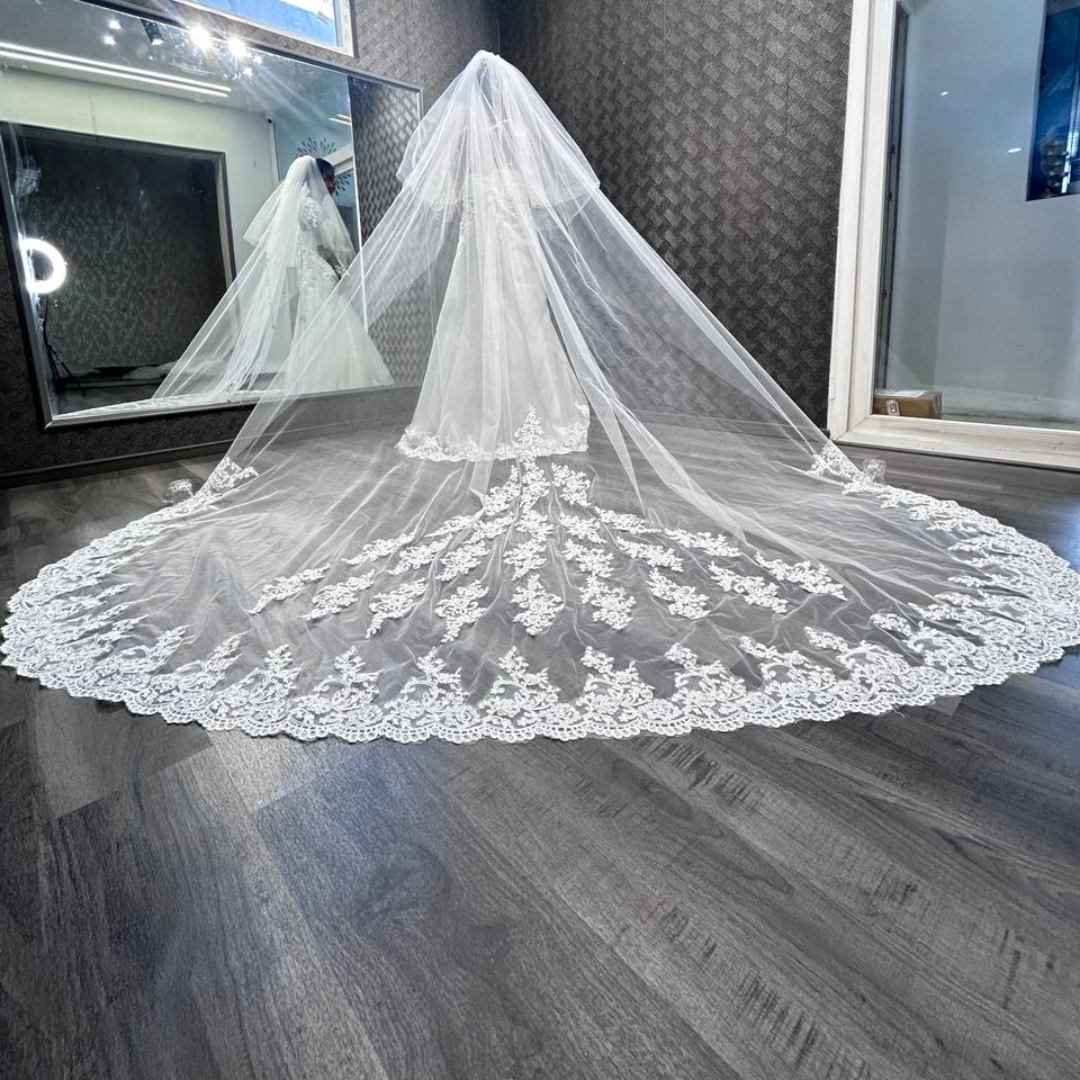 GownLink's Exquisite 3.5m Long 80 Inch Width Bridal Veil for Christian & Catholic Wedding GLAVL008