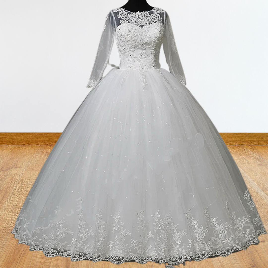 GownLink White Bridal Ball Gown for Christian & Catholic Weddings GLHSD189CB