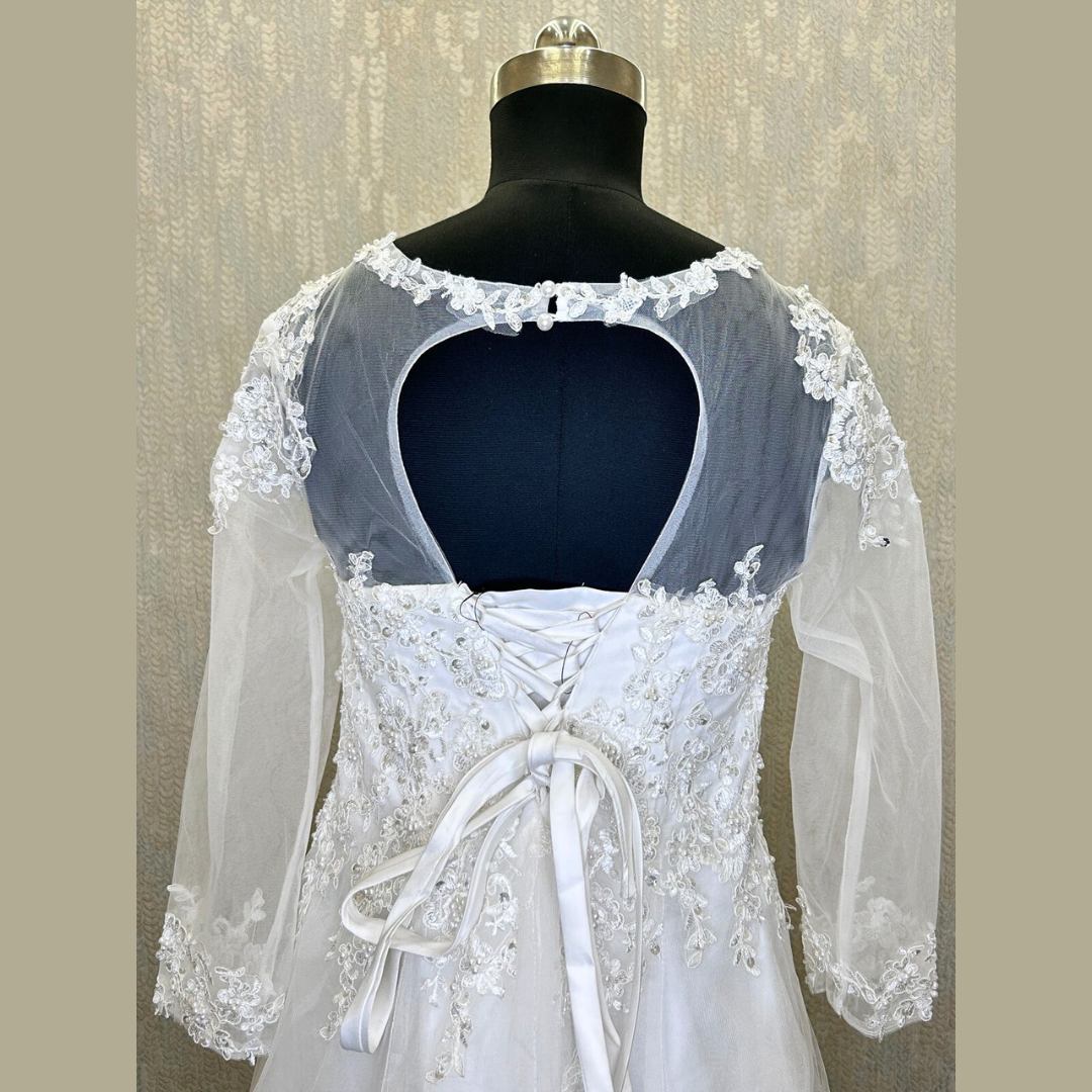 GownLink Christian and Catholic Weddings A Line Gown with Sleeves GL-A-Line