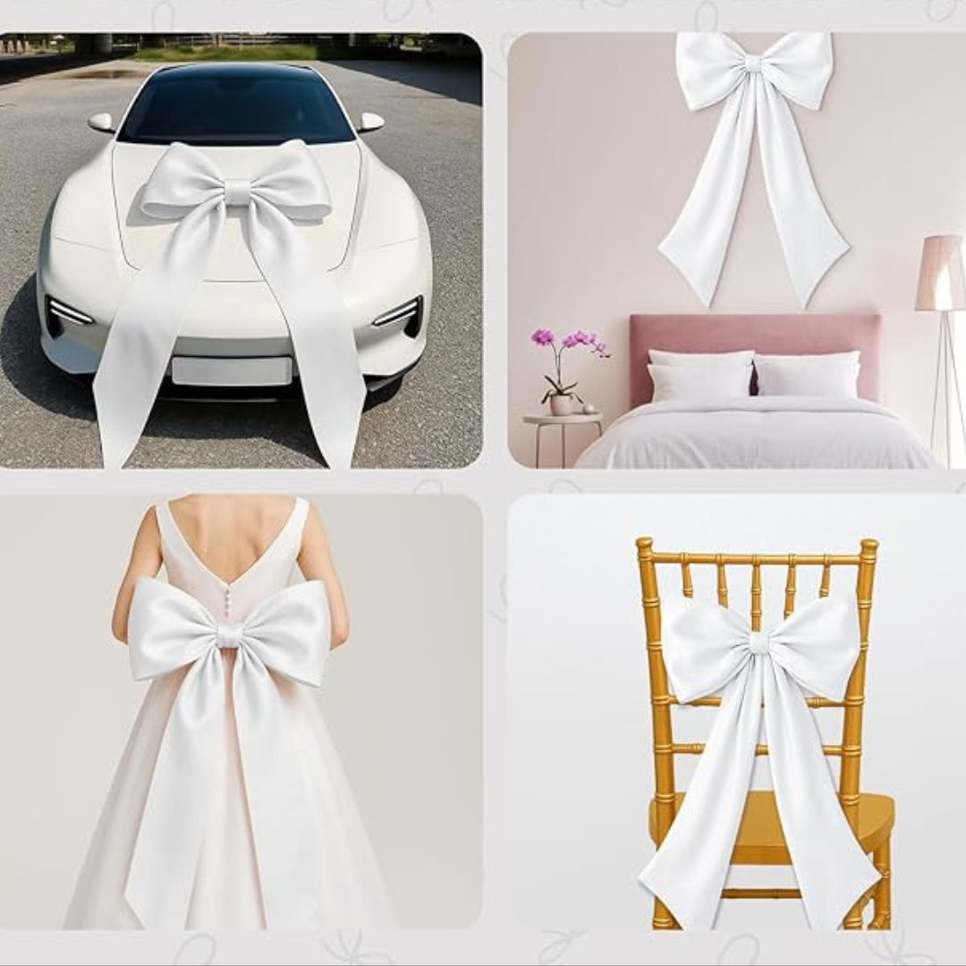 GownLink,s White Bow Decor 2 Pack,Large & Small White Coquette Room Backdrop Wall Decor for Bachelorette Baby Shower Bridal Shower Bow Birthday Decorations