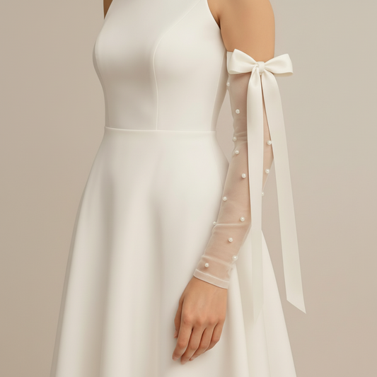 Back view of Bridal Gloves showing full length — GownLink CLASSY