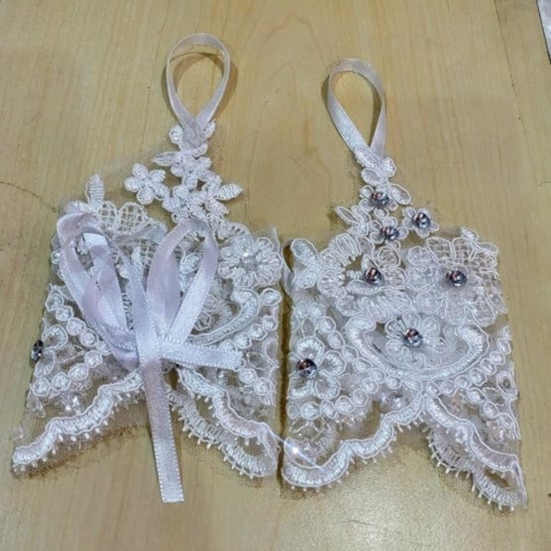 Model wearing Long Bridal Gloves with bridal gown — GownLink VHL02