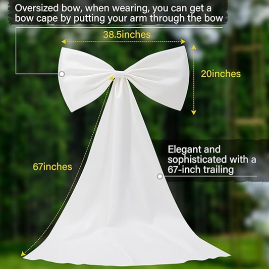 GownLink,s Bencailor Long 67" Big Satin Bow Cape Large Detachable Bow Train for Dress Waist Sash Belt for Bride Formal Wedding Dress