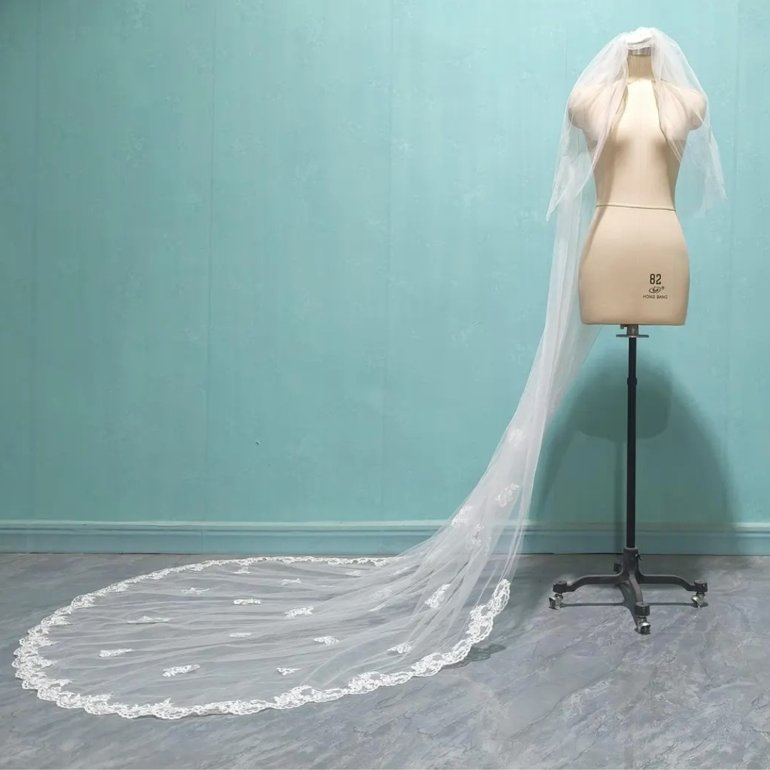 GownLink Bridal 3mtr Long Veil for Christian and Catholic Wedding GLV07