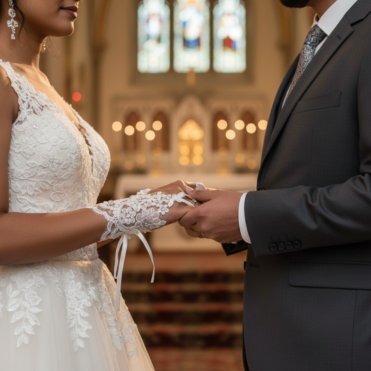 GownLink's Arm Length Long Bridal Gloves for Christian & Catholic Wedding G-VHL02