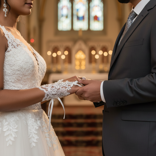 GownLink's Arm Length Long Bridal Gloves for Christian & Catholic Wedding G-VHL02