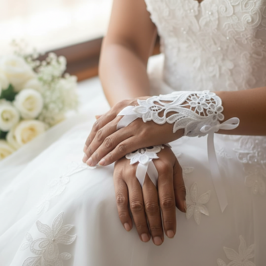 GownLink's Divine Pearl weave Timeless Elegance in Bridal Gloves G21