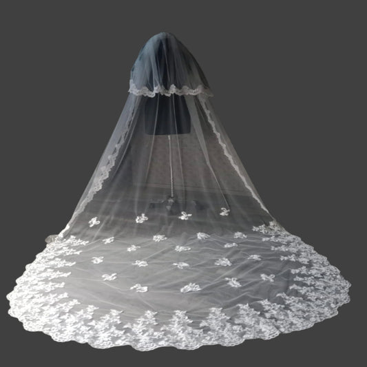 Layer with Comb Veil Beaded Tulle Veil Bodh Gaya