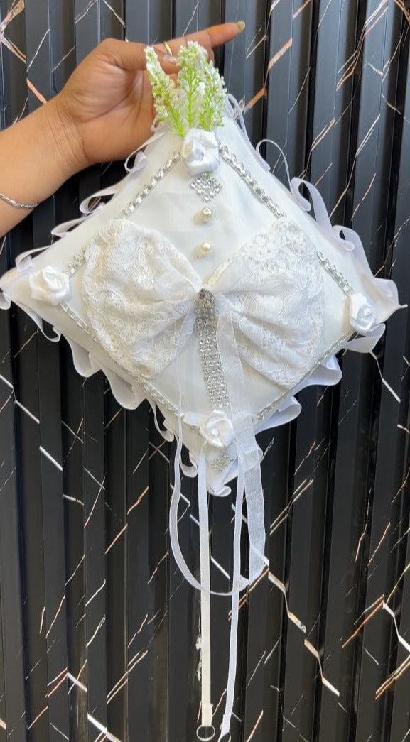 Wedding Ring Pillow Lace Rose