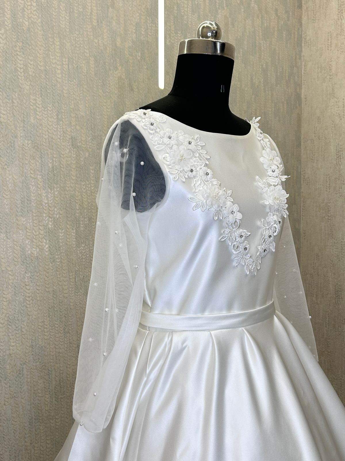 White Satin Wedding Gowns Chitra Durga India,